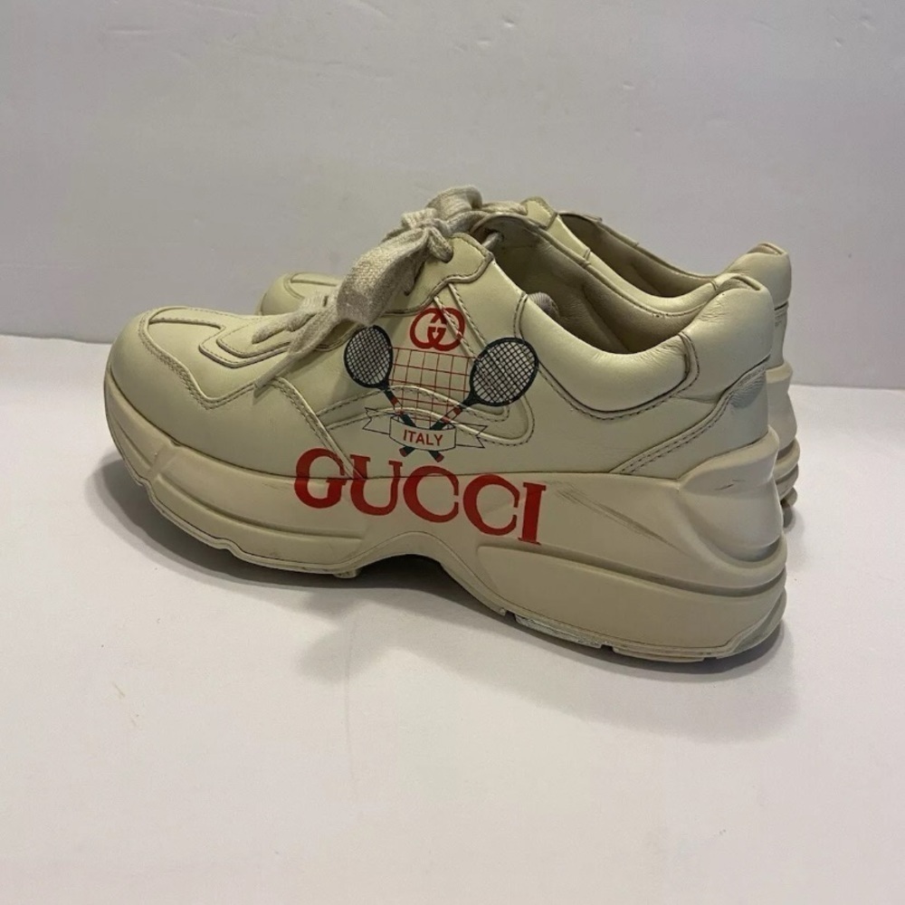 Gucci Women Auth 6 US 36 EU Rhyton Vintage Logo Tennis Leather Sneakers Shoes - Picture 4 of 14